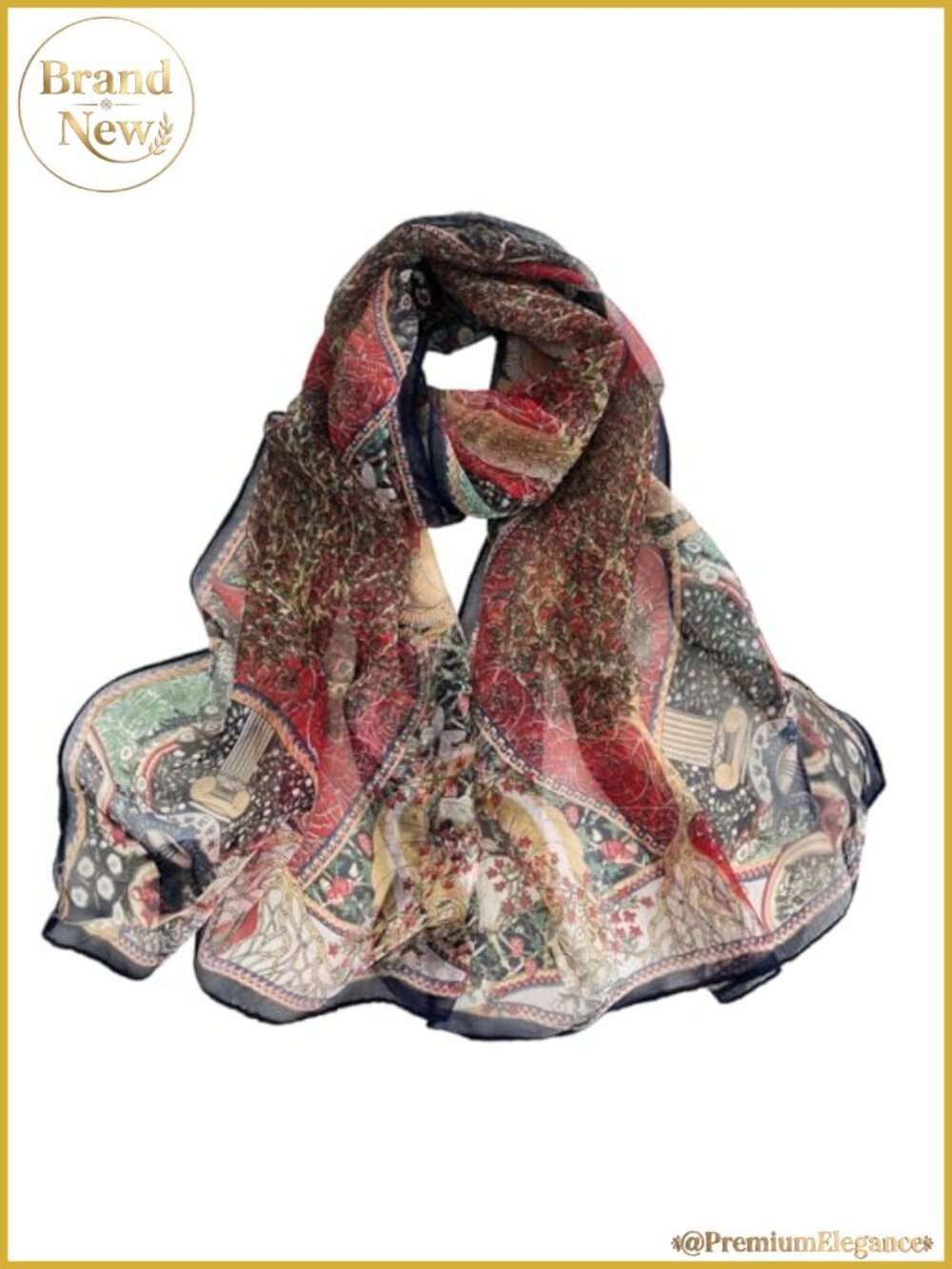 Lightweight Polyester Sheer Floral Scarf Wrap Shawl